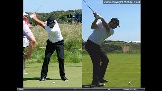 Jon Rahm golf swing  Long Iron faceon amp downtheline July 2017 [upl. by Ycnej292]