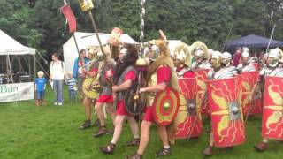 Roman Reenactment at the Amphitheatre in Caerleon Marching In [upl. by Ailliw]