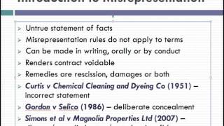 Misrepresentation Lecture 1 of 4 [upl. by Bowlds]